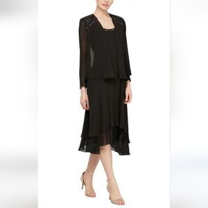 Nicole Studio Flowy Layered Rhinestone Two Piece Skirt Set 10